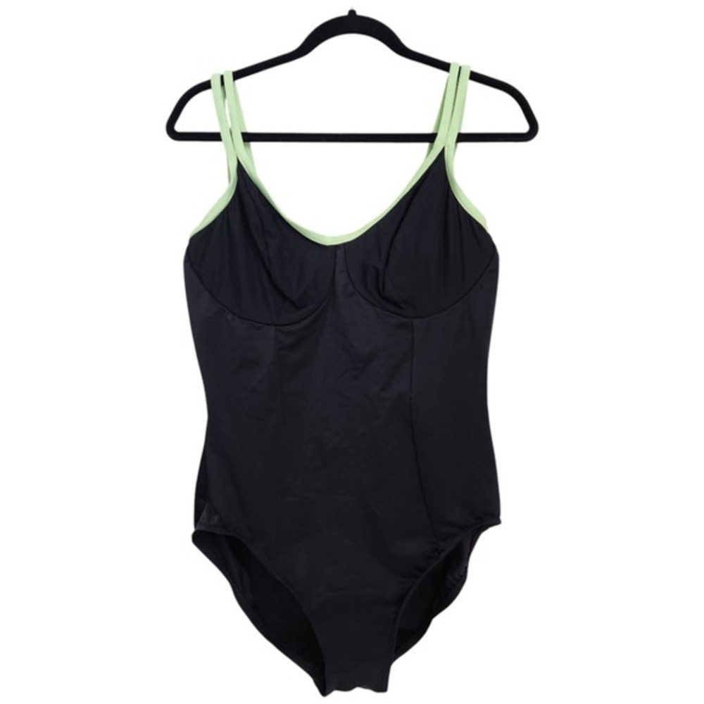 Vtg Miraclesuit One Piece Swimsuit Size 16 Underwired Black D Cup USA Union Made
